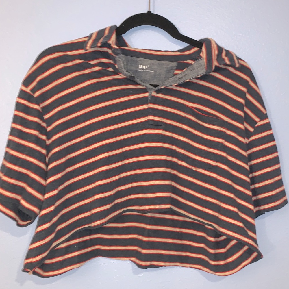 💙red and navy striped cropped-T with a frocket💙
